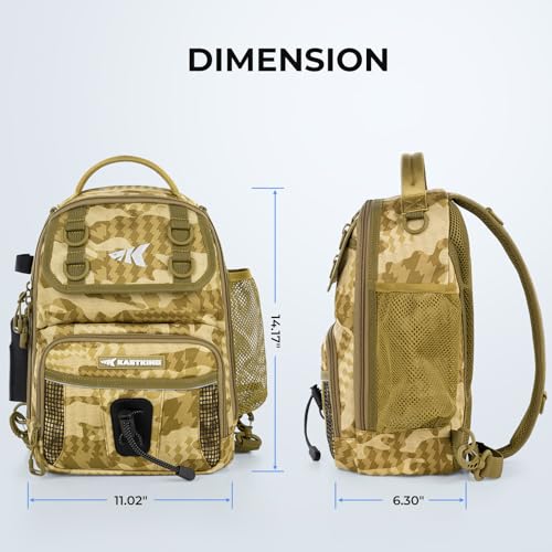 KastKing BaitSpace Fishing Sling Bag, Fishing Backpack with Rod & Beverage Holder, Tackle Bag for Fishing Gear - color: C: Khaki Camo, size: Standard