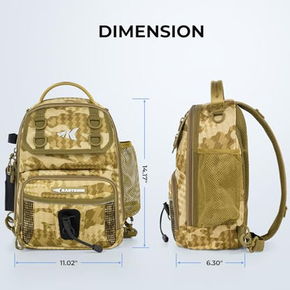 KastKing BaitSpace Fishing Sling Bag, Fishing Backpack with Rod & Beverage Holder, Tackle Bag for Fishing Gear - color: C: Khaki Camo, size: Standard