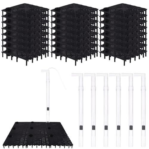 24pcs Undergravel Filter Aquarium Divider Tank (5.7'' x 5.7'') Under Gravel System for Clean Water with 6 Uplift Tube for Fish Tank Separation Bottom Filtration & DIY Aquascaping