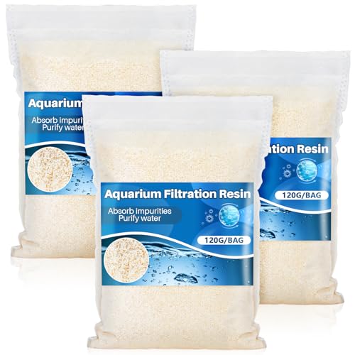 Aquarium Resin - Organic Filtration Resin Remove Driftwood Tannins,Aquarium Filter Media Bags for Aquarium, Freshwater and Saltwater, Fish Tank,Trutle, Pond (3)