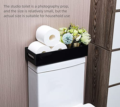 Toilet Paper Holder with Storage Acrylic Basket, Modern Tank Tray with Non-Slip Mat, Black Decor for Bathroom, Vanity, Bedroom, Entryway, Living Room