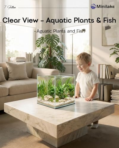 7 Gallon Clear Glass Fish Tank, Aquarium Fish Bowl Ultra Clear Rimless Design for Betta Goldfish Snails Shrimp Aquatic Planting - color: Transparent, size: 7 Gallon