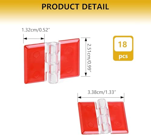 18 Pcs 35x25 mm Clear Acrylic Hinges Self-Adhesive Mini Invisible Plastic Hinges, No-Drill Folding Small Hinge for Glass, Crafts, Aquarium Lid, Cabinet, Furniture & Display Stand Trendy DIY Hardware