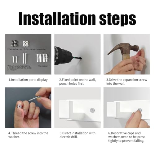 PMMASTO Stainless Steel Wall Coat Rack, White- 4 Hooks, 1 Pack, L Shape - color: White, size: 4 "L" Hooks, 1PACK
