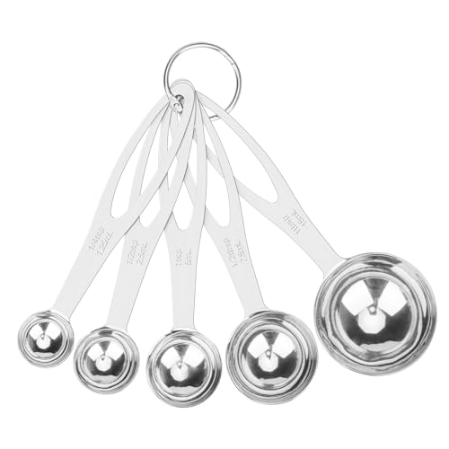 5pcs Measuring Spoon Set, Heavy Duty Stainless Steel Measuring Spoons for Cooking Baking, Tablespoon Teaspoon for Dry or Liquid Ingredients, Fits in Spice Jar, 1/4 1/2 1 tsp, 1/2 1 tbsp - size: 5 pieces