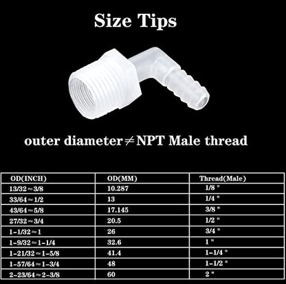 Hose Barb Fitting Elbow 3/8" Hose Barb x 3/8 Male NPT Barbed Adapter for Fuel Gas Liquid Air (Pack of 5) - size: 3/8" Hose Barb x 3/8 Male