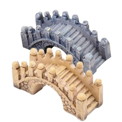 2 Pack Gray & Brown Miniature Stone Arch Bridges - Fairy Garden Ornaments for Dollhouse, Aquarium, Lawn, Patio, and DIY Micro Landscape Decor | Mini Fairy Garden Accessories for Outdoor and Fish Tank