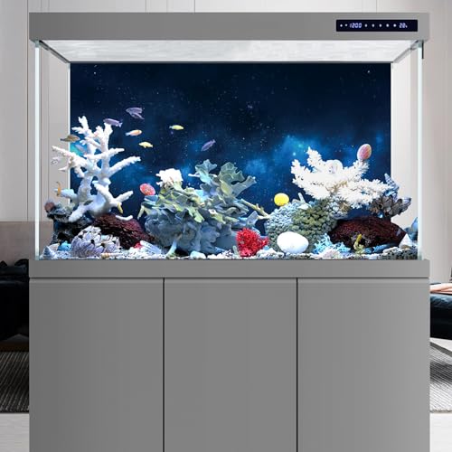 AWERT 72x18 inches Galaxy Aquarium Background Cloud Stars and Blue Cosmic Universe Fish Tank Background Mystery Space Terrarium Background