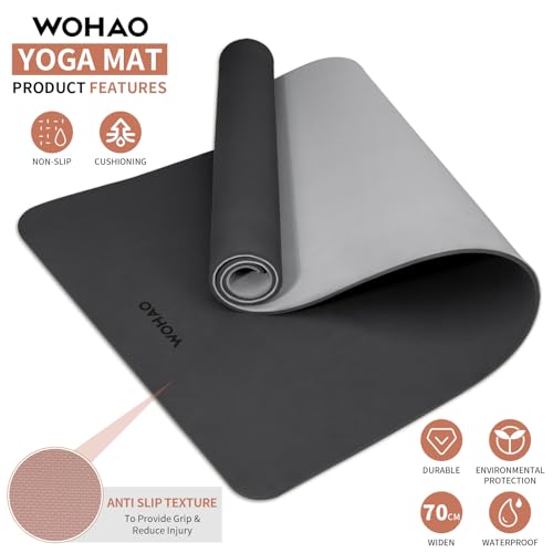 8mm Thick Yoga Mat Non Slip for Women Men - color: Black+Gray