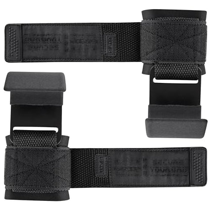 Weight Lifting Rod Hooks Heavy Duty Wrist Wraps Power Weight Lifting Training Gym Grips Straps Set of 2 - color: JJBlack, size: MEN-Wrist Size Large