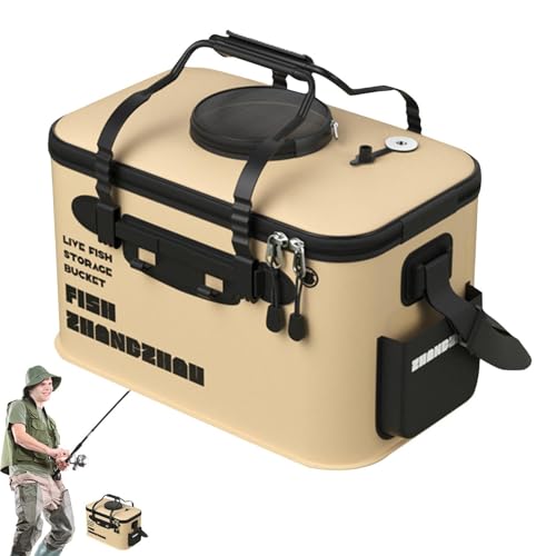 Live Fish Bucket - Fishing Bait Storage Container for Catch Holding Transport | Insulated Tank with Aerator Slot System, Portable Carry Handle for Outdoor Fishing Use 11.81x7.87x7.48 in