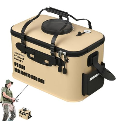 Live Fish Bucket - Fishing Bait Storage Container for Catch Holding Transport | Insulated Tank with Aerator Slot System, Portable Carry Handle for Outdoor Fishing Use 11.81x7.87x7.48 in