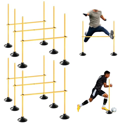 TNZMART 4.9 FT Adjustable Agility Hurdles Poles for Soccer Football Speed Training Equipment Track and Field - style: 6 groups