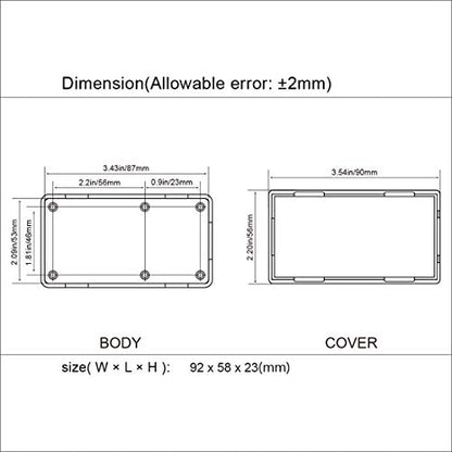 Project Box, 5 Pieces ABS Electrical Box Small Junction Box for Electronics PCB Case,Electronic Hobby Box Black, Outside Size 3.6 x 2.3 x 0.9 inch (92 x 58 x 23 mm) - size: 3.6" x 2.3" x 0.9"(5pc)