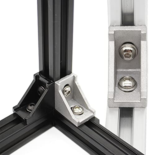 20Sets 10 Extrusion Brackets 1" x 1" 1010 Series Aluminum Extrusion Profiles Connector Set, 20pcs 10 Extruded Aluminum Corner with T Slide Nuts Bolts for 10 Series Extrusion Profiles Rail - style: 20 sets bracket with m6