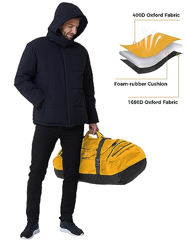 Ubon Convertible Duffel Backpack Weekender Gym Bag with Shoe Compartment - color: Yellow, size: 55L