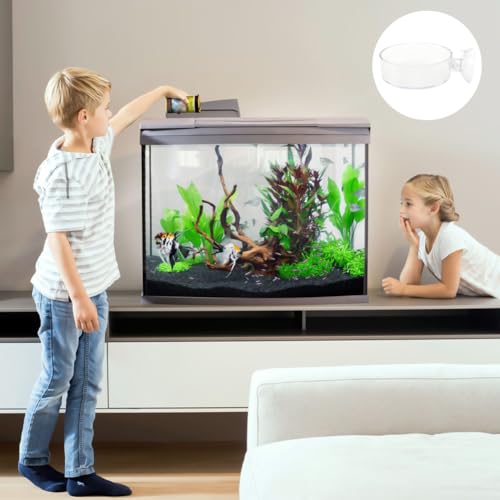 2 Pack 60mm Aquarium Shrimp Feeder Dish with Suction Round Clear Fish Tank Food Tray Container Feeder Bowl Prevent Food Spilling