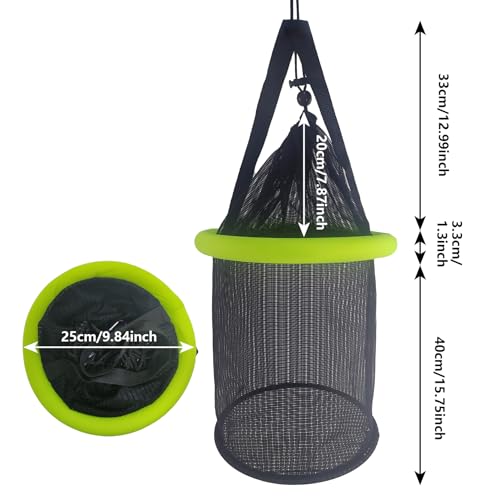 Aventik Floating Fish Basket Mesh Net Cage for Live Bait Storage Fish Raising Kayak Fishing Accessories 15.7in/40cm Height