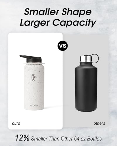 Coolflask 32 oz Water Bottle Insulated Stainless Steel with Strap - color: Arctic White, size: 32 Ounces