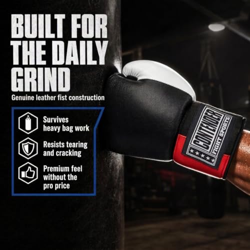 Contender Fight Sports Boxing Training Sparring Gloves - color: Black/White, size: 14-Ounce