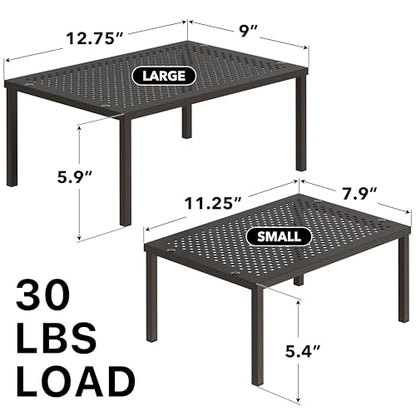 Simple Houseware Expandable Stackable Cabinet and Counter Shelf Organizer with Steel Surface, 9" D x 12.75" W x 5.9" H, Bronze - color: Bronze