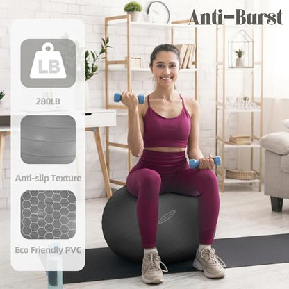 Fitvids Anti-Burst and Slip Resistant Exercise Ball Yoga Ball Fitness Ball Birthing Ball with Quick Pump - color: Gray, size: XL(27-30in/68-75cm)