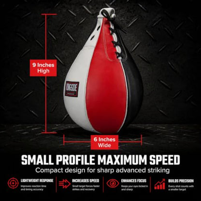 Ringside Boxing Speed Bag – Durable Leather Construction with Reinforced Triple-Stitched Seams and Heavy-Duty Attachment Loop,for Speed and Reflex Training - size: X-Small