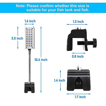 Aquarium Light Small LED Clip Light for Fish Tank 1.5W with Timer&Dimmer, 1 Yr Warranty - size: 1.5W (With Timer & Dimmer)