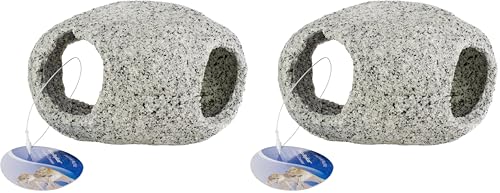 Penn-Plax Deco-Replicas Granite Aquarium Ornament & Hideaway – Realistic Stone Appearance – Safe for Freshwater and Saltwater Tanks – Large Size (Pack of 2) - size: Large (Pack of 2)