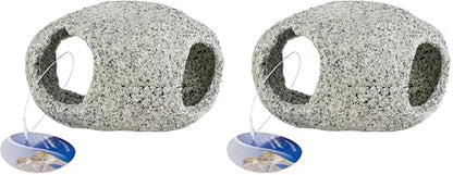 Penn-Plax Deco-Replicas Granite Aquarium Ornament & Hideaway – Realistic Stone Appearance – Safe for Freshwater and Saltwater Tanks – Large Size (Pack of 2) - size: Large (Pack of 2)