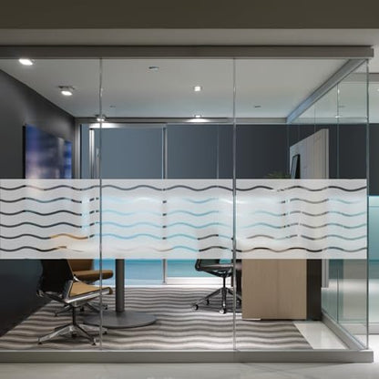 Donox Window Privacy Film, Static Frosted Window Film Non-Adhesive Glass Film, Beautiful Simple Wave Pattern for Home Office, 17.5 X 78.7 Inches
