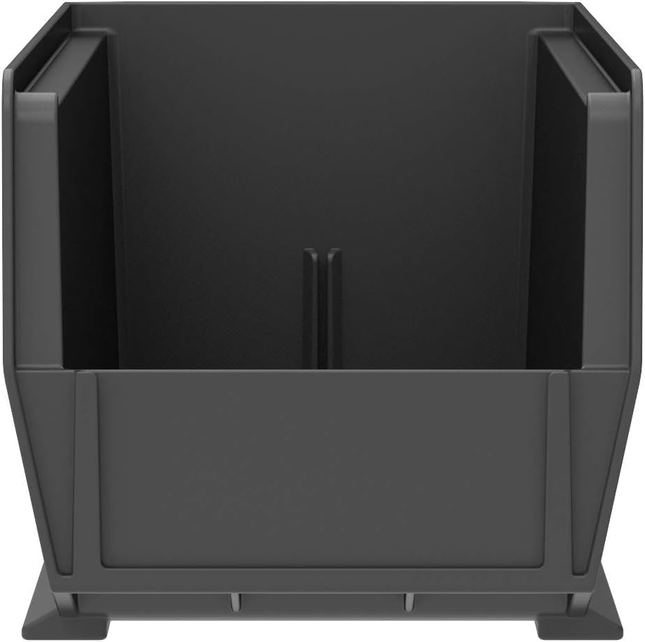 Akro-Mils 30234 AkroBins Plastic Storage Bins, Space-Saving Stackable Bins for Garage, Pantry, Craft Organization, 15" x 5" x 5", Black, 12-Pack - color: Black
