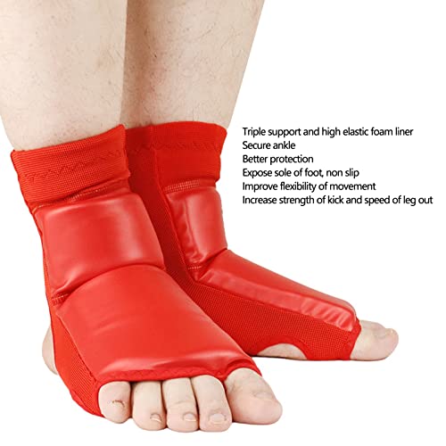 Boxing Foot Protector for Adults, Taekwondo Foot Gear, Non Slip Impact Ankle Protection Pads with Foam Liner, Red Unisex Training Foot Protector for Martial - size: X-Large
