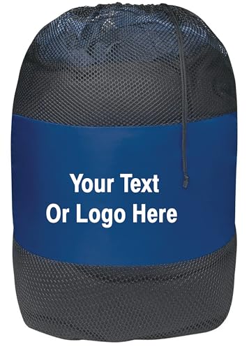 Personalized Nylon Mesh Laundry Bag, Locking Drawstring Closure, And Machine Washable (Royal Blue, Laundry Bag) - color: Royal Blue
