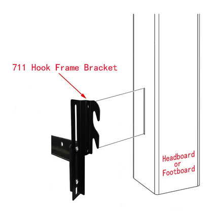 CAFORO #711 Bolt-On to Hook-On Conversion Frame Brackets, Rail Headboard Bracket, Bed Hook Adapter Kit (Set of 4) - color: Set of 4
