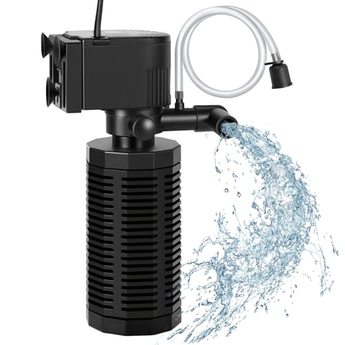 Aquarium Internal Filter for 30~100 Gallons - Ultra-Quiet Fish Tank Filters 400GPH Submersible Power Pump Filter with Biochemical Filtration Air Supply Water Clean (18W Filter)