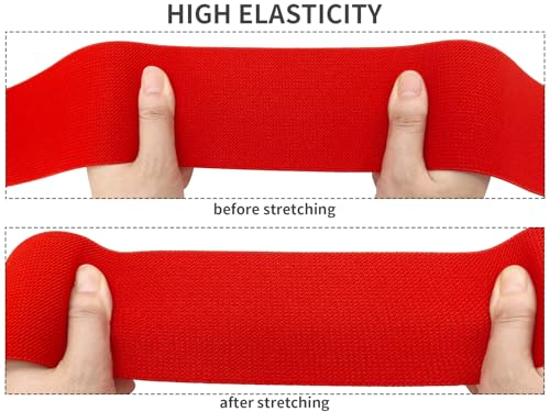 Red Blue Wide Knit Elastic Band 3" x 5yd for Sewing - color: Red #34
