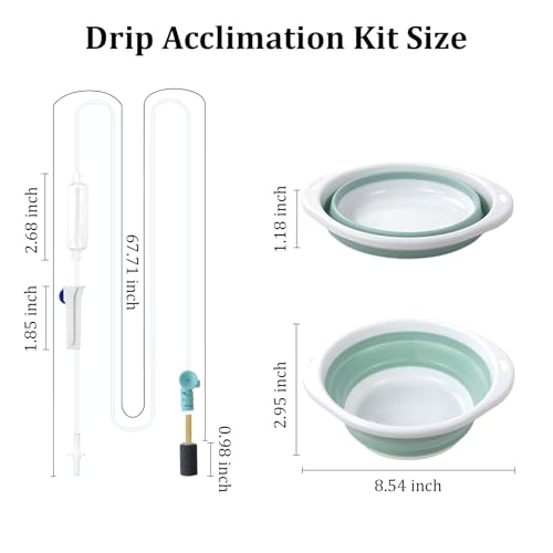 Drip Acclimation Kit with Foldable Fish Acclimation Box, Hose System for Safe Fish/Shrimp Water Transition, Works with Saltwater & Freshwater Tank Setups, Shrimp & Betta Fishes Breeding Box