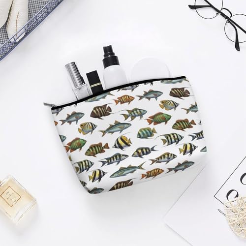 Supdreamc Lazy Toiletry Bag Clutch Bag, Sea Fish Pattern Cosmetic Train Case Organizer Large Capacity Carry On Bag, Luggage Pouch, Makeup Pouch for Women GirlGirls Ladies - color: Pattern 432