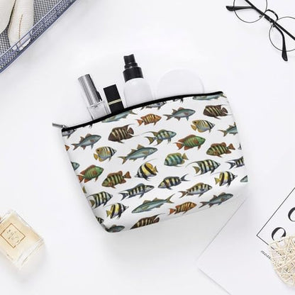 Supdreamc Lazy Toiletry Bag Clutch Bag, Sea Fish Pattern Cosmetic Train Case Organizer Large Capacity Carry On Bag, Luggage Pouch, Makeup Pouch for Women GirlGirls Ladies - color: Pattern 432