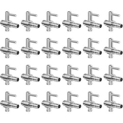 Pawfly 24 Pack Aquarium Thread Air Control Valves for 3/16" ID Airline Tubing Single Way Chromium Copper Air Flow Regulators for Air Pumps