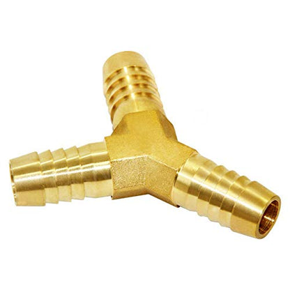 5/8" Hose Barb Thick Brass Y Shaped 3 Way Union Fitting Intersection/Split Water/Fuel/Air - size: 5/8" (90°)