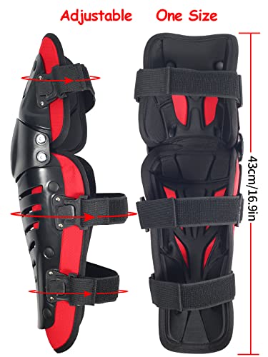 RIDBIKER Motorcycle Knee Shin Guards, Bendable MTB Knee Pads - color: Red, size: Large