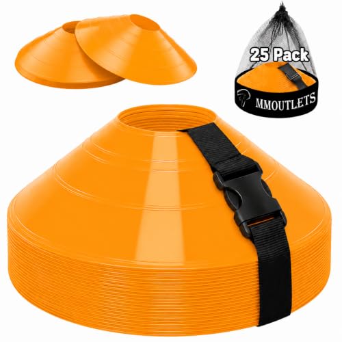 Soccer Training Cones Set, 75/50/25 Pack with Strap Holder & Carry Bag - color: Orange
