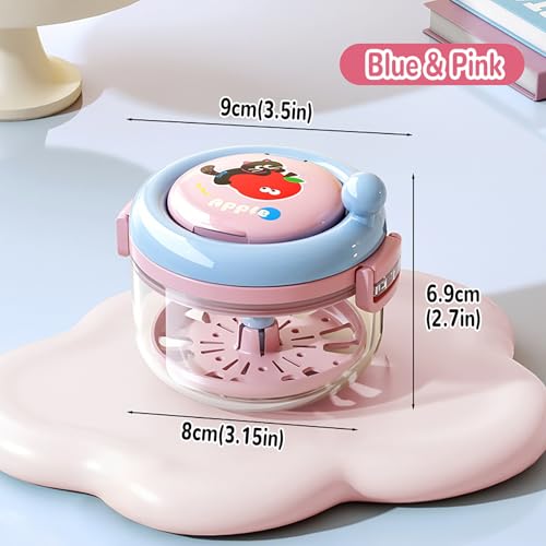 MURRI&MURRDI Denture Bath Box for Travel, 2 in 1 Retainer Cleaning Case with Mirror, No-Leak Mouth Guard Container, Rotatable Denture Containers for Soaking Night Guard Case (A Pink)