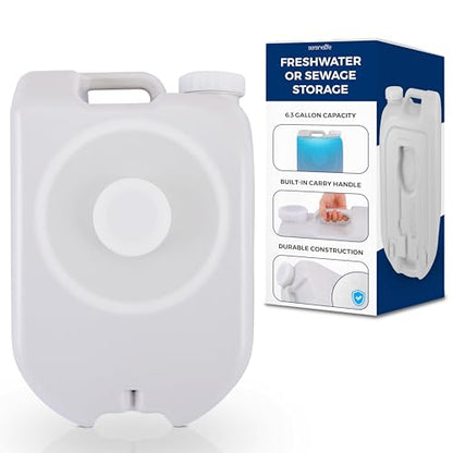 SereneLife 24L Compact Portable Water Tank - Non-toxic Water Container Reservoir W/Carry Handle - For Outdoor Social Events, Work Sites, Camping, Boating, Emergency Preparedness -SLCAWT20 - size: 24 L
