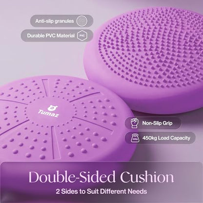 Tumaz Wobble Cushion Wiggle Seat Core Balance Disc with Pump - color: 09. Light Purple