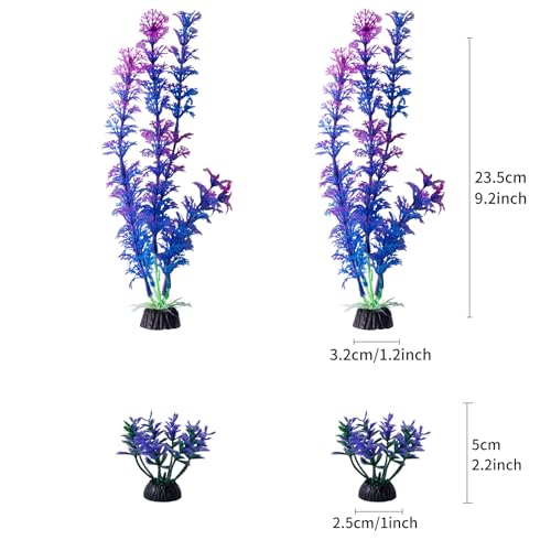 25 Pack Artificial Aquarium Plants, Small Size 4 inch Approximate Height Fish Tank Decorations Home Décor Plastic Light Purple