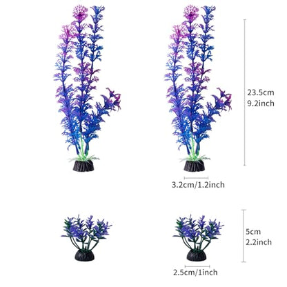 25 Pack Artificial Aquarium Plants, Small Size 4 inch Approximate Height Fish Tank Decorations Home Décor Plastic Light Purple