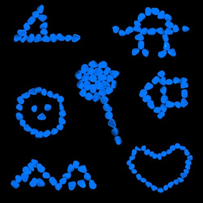 Glow in the Dark Rocks for Outdoor Landscaping, Decorative Garden Pebbles, Luminous Stones for Vases, Pathway, Walkway, Yard, Patio Decor, Glowing Gravel for Fountain, Driveway, 1000PCS, Blue